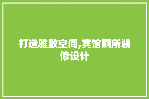 打造雅致空间,宾馆厕所装修设计