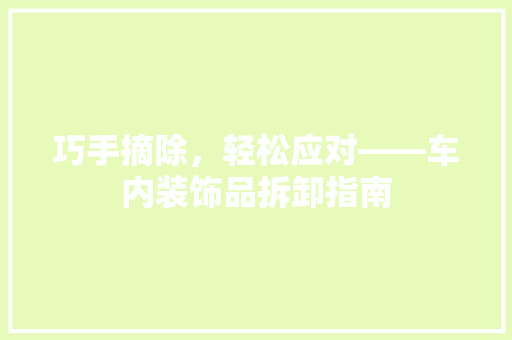 巧手摘除，轻松应对——车内装饰品拆卸指南