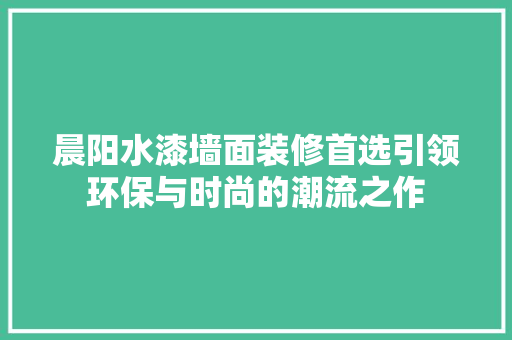 晨阳水漆墙面装修首选引领环保与时尚的潮流之作