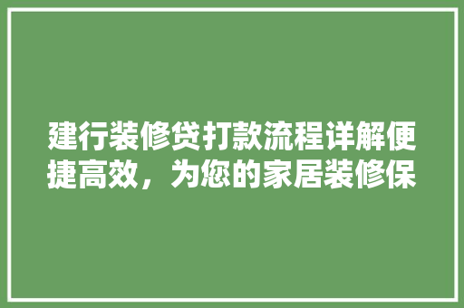 建行装修贷打款流程详解便捷高效，为您的家居装修保驾护航