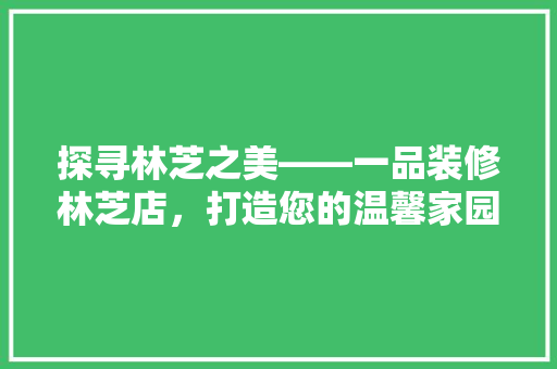 探寻林芝之美——一品装修林芝店，打造您的温馨家园
