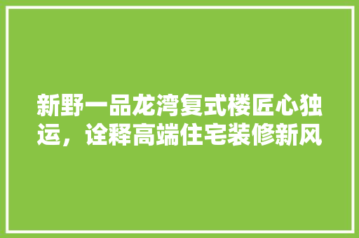 新野一品龙湾复式楼匠心独运，诠释高端住宅装修新风尚
