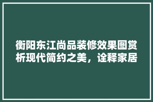 衡阳东江尚品装修效果图赏析现代简约之美，诠释家居艺术