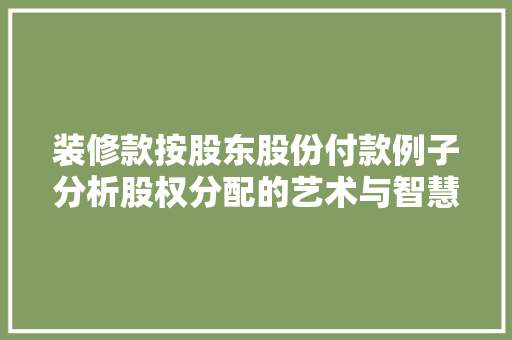 装修款按股东股份付款例子分析股权分配的艺术与智慧