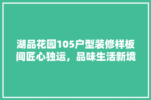 湖品花园105户型装修样板间匠心独运，品味生活新境界