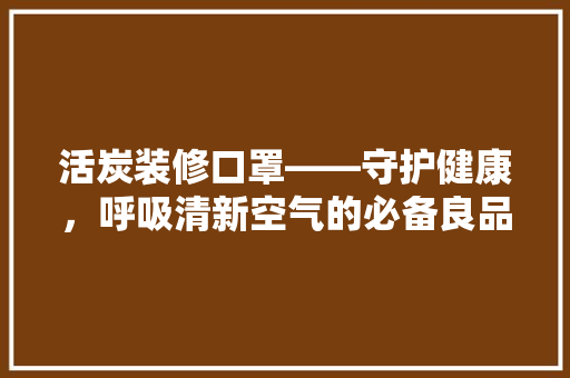 活炭装修口罩——守护健康，呼吸清新空气的必备良品