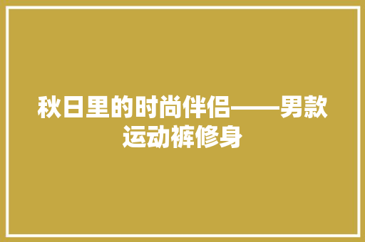 秋日里的时尚伴侣——男款运动裤修身