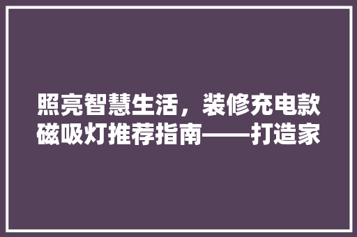 照亮智慧生活，装修充电款磁吸灯推荐指南——打造家居新亮点