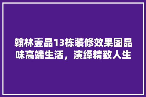 翰林壹品13栋装修效果图品味高端生活，演绎精致人生