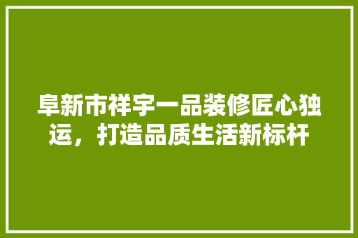 阜新市祥宇一品装修匠心独运，打造品质生活新标杆