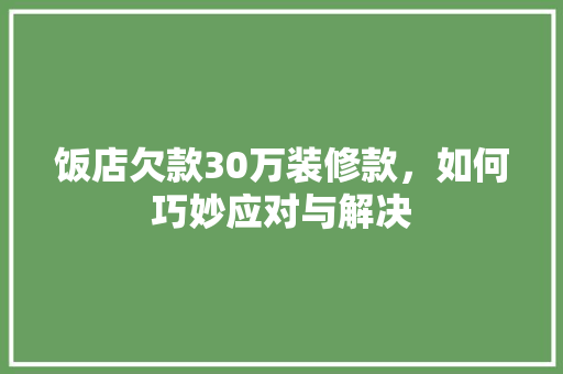 饭店欠款30万装修款，如何巧妙应对与解决