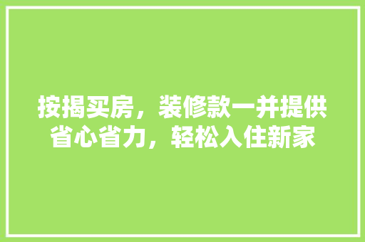 按揭买房，装修款一并提供省心省力，轻松入住新家