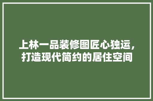 上林一品装修图匠心独运，打造现代简约的居住空间