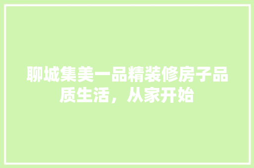 聊城集美一品精装修房子品质生活，从家开始