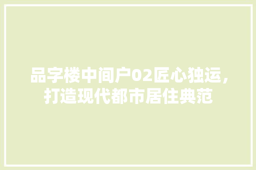 品字楼中间户02匠心独运，打造现代都市居住典范