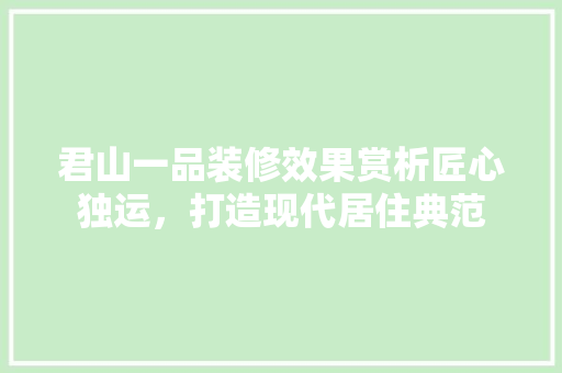 君山一品装修效果赏析匠心独运，打造现代居住典范