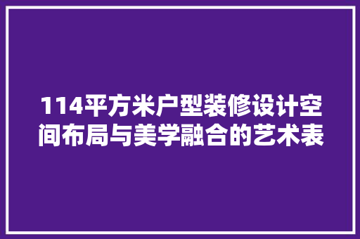 114平方米户型装修设计空间布局与美学融合的艺术表达