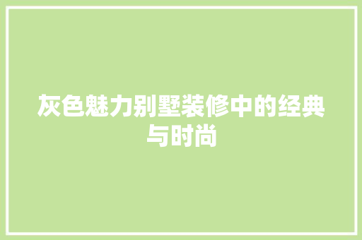 灰色魅力别墅装修中的经典与时尚