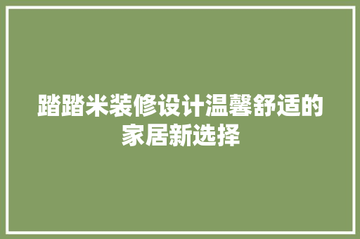 踏踏米装修设计温馨舒适的家居新选择