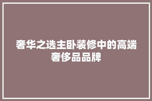 奢华之选主卧装修中的高端奢侈品品牌  第1张