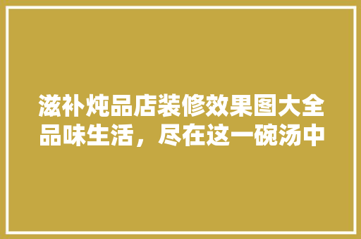 滋补炖品店装修效果图大全品味生活，尽在这一碗汤中