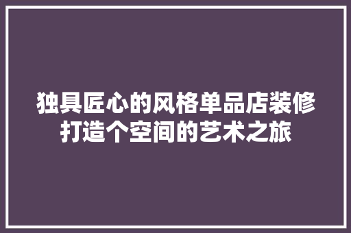 独具匠心的风格单品店装修打造个空间的艺术之旅
