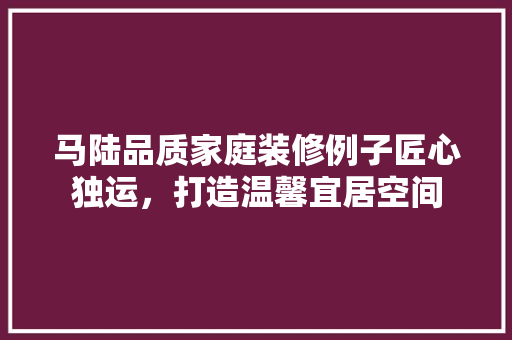 马陆品质家庭装修例子匠心独运，打造温馨宜居空间