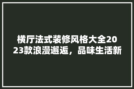横厅法式装修风格大全2023款浪漫邂逅，品味生活新境界  第1张