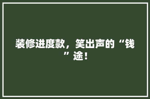 装修进度款，笑出声的“钱”途！  第1张
