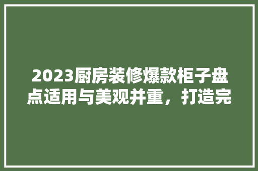 2023厨房装修爆款柜子盘点适用与美观并重,打造完美烹饪空间 第1张 2023厨房装修爆款柜子盘点适用与美观并重,打造完美烹饪空间 第1张