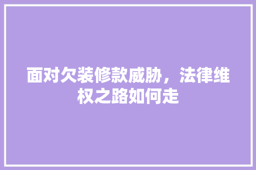 面对欠装修款威胁，法律维权之路如何走