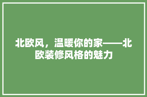 北欧风，温暖你的家——北欧装修风格的魅力  第1张
