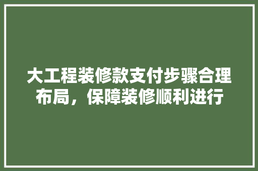 大工程装修款支付步骤合理布局，保障装修顺利进行  第1张