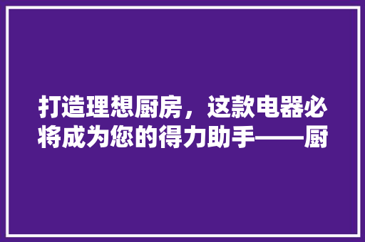 打造理想厨房，这款电器必将成为您的得力助手——厨房电器推荐