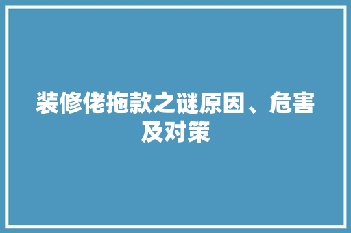 装修佬拖款之谜原因、危害及对策  第1张
