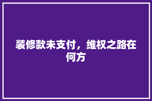 装修款未支付,维权之路在何方 第1张 装修款未支付,维权之路在何方 第1张