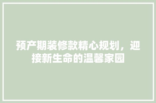 预产期装修款精心规划，迎接新生命的温馨家园  第1张