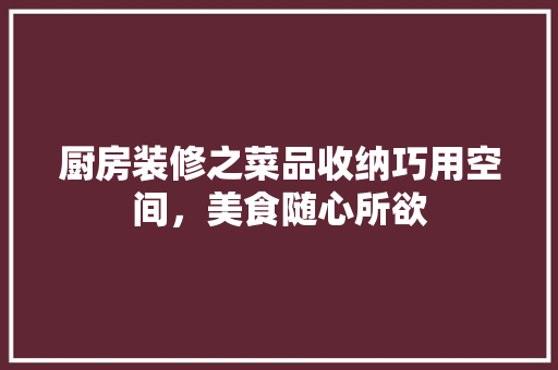 厨房装修之菜品收纳巧用空间,美食随心所欲 第1张 厨房装修之菜品收纳巧用空间,美食随心所欲 第1张