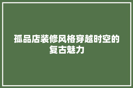 孤品店装修风格穿越时空的复古魅力  第1张