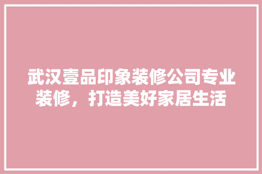 武汉壹品印象装修公司专业装修,打造美好家居生活 第1张 武汉壹品印象装修公司专业装修,打造美好家居生活 第1张
