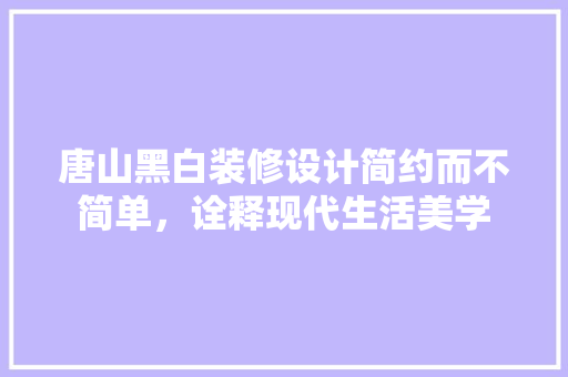 唐山黑白装修设计简约而不简单，诠释现代生活美学