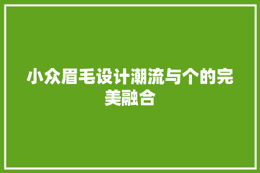 小众眉毛设计潮流与个的完美融合
