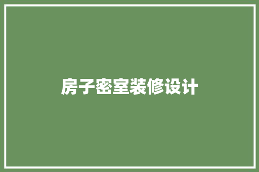 房子密室装修设计